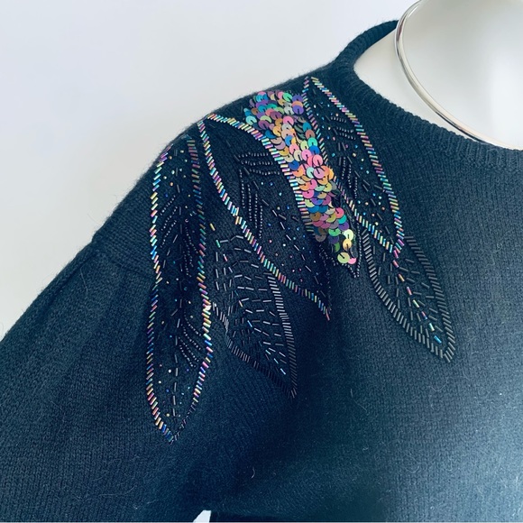 v i n t a g e :: Gorgeous Beaded Embellished Sequin Knit Sweater - Picture 8 of 10